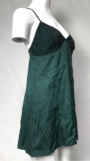Free People Emerald Green Mini Slip‎ Dress Size Medium thumbnail 1