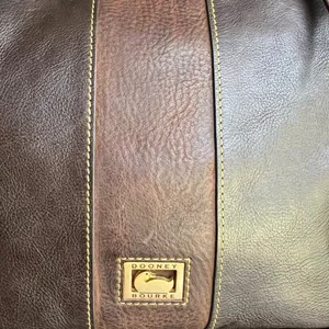 Dooney and Bourke Florentine East Westc Skylar brown black leather suede tote. thumbnail 11