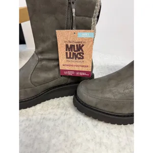 Muk Luks Womens Grey Mid-Calf Boots Knit Back Lug Sole Size 7 1000173-020‎ thumbnail 3