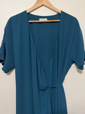 Aritzia Babaton Wallace Wrap Dress Teal Turquoise Size Large thumbnail 3