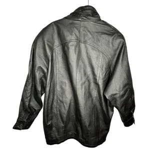 Vintage‎ Black Leather Coat Size L thumbnail 5