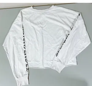 White Black Long Sleeve Graphic Top Tee T-Shirt Size L 💎 thumbnail 2
