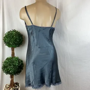 Victoria’s Secret Gray Satin & Lace Bodice Trim Short Sleep Dress M thumbnail 3