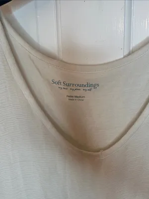 Soft Surroundings Cream Sequin Embroidered Sleeveless Silk Tunic size‎ MP EUC thumbnail 2