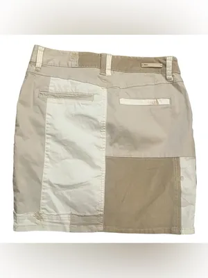 Pilcro and the letterpress Patchwork Mini Skirt in Beige and Cream thumbnail 3