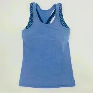 Lululemon Periwinkle Racerback‎ W/Cheetah Print Sport Bra thumbnail 3