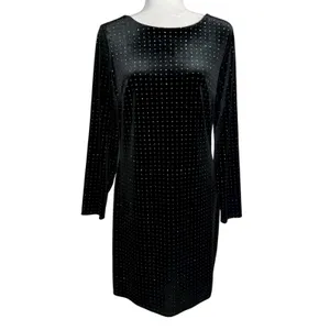 Express Velvet Dress L‎ Long Sleeve Party Cocktail Sparkle Backless Whimsigoth thumbnail 3