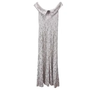 Alex Evenings Ivory Beige Glitter Lace Off Shoulder Formal‎ Maxi Dress Size 10 thumbnail 7