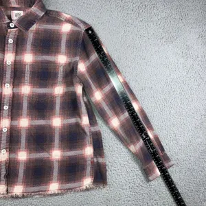 BDG Plaid Flannel Shirt Women M Raw Hem L/S Indie‎ Western Boho Retro Boxy Cabin thumbnail 6