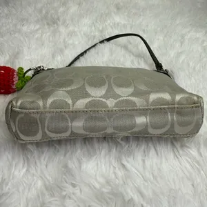 y2k COACH Gray Signature Canvas Mini Purse / Wristlet thumbnail 3