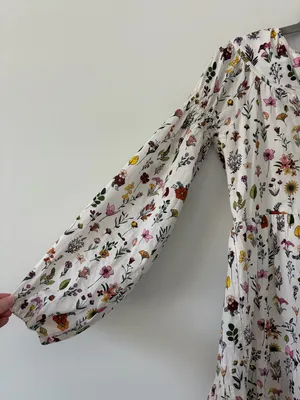 Tuckernuck Hampton House Ivory Floral Botanical Long Sleeve Boho Mini Dress XS thumbnail 4