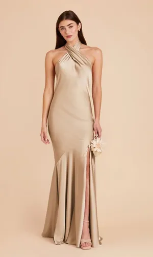 Gold Dress Birdy Grey Satin thumbnail 1
