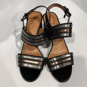 Coach‎ Princeton heeled sandals metallic leather size 7.5 thumbnail 3