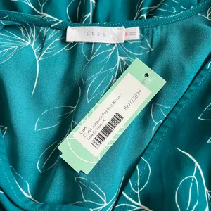Lush Teal Floral Long Sleeve Peplum V Neck Wrap Blouse thumbnail 6