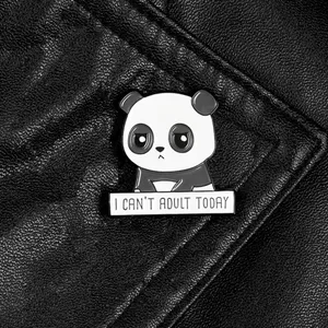 Panda I Can’t‎ Adult Today Brooch Pin Enamel Black/White thumbnail 7