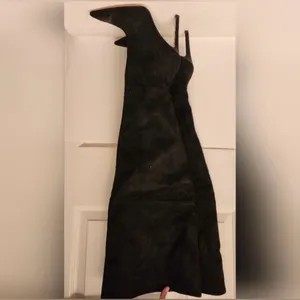Good American Thigh High Slouch Faux Suede Women’s Black Boots Size 5.5 thumbnail 3