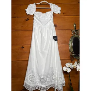 NWT Lulus Sweet Sunlover White Embroidered Off-the-Shoulder Midi Dress Summer M thumbnail 2