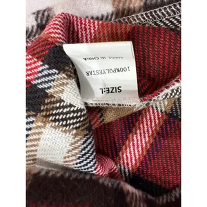 Womens Plaid Shacket Jacket Red Brown White Flannel Style Button Front Size L Size L thumbnail 5