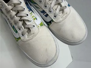 Vans Low Top Canvas Sneakers - White with Green Blue Floral size 6.5 thumbnail 10