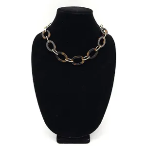 LOFT Necklace Tortoise Shell Gold Tone Oval Link Chain Preppy Chic Mob Wife City thumbnail 8