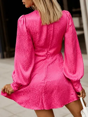Pink Rose Leopard Cutout Mini Dress Puff Sleeve NWT thumbnail 3