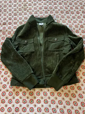 Cabi Olive Green Velour Uni Jacket size XS retails $175 thumbnail 4
