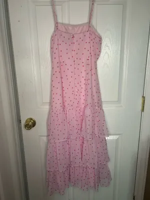 Pink Polka Dot ruffle Midi Dress Lulus thumbnail 3