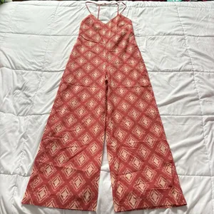 NWT Zara BLOGGERS Fave Boho Geometric Open Back Wide Leg The Jami Jumpsuit Small thumbnail 1