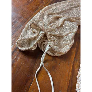 Champagne Gold Sequin One Shoulder Mini Dress Ruched‎ Balloon Sleeve Small thumbnail 5