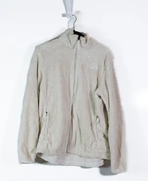 The North Face Women's Fuzzy Teddy Full Zip High Neck Lightweight Jacket Ivory L thumbnail 1