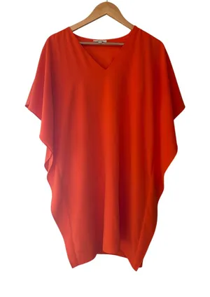Jade Melody Tam Orange V-Neck Swing Dress Size S Clemson Orange Ruffle Sleeve thumbnail 1