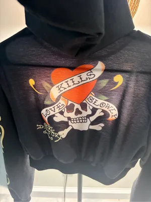 Black Hoodie with Colorful Tattoo-Style Graphics thumbnail 7