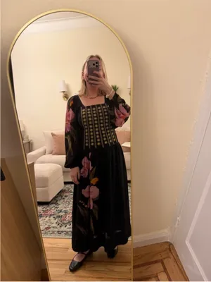 Farm Rio Floral Embroidered Long Sleeve Midi Dress thumbnail 3