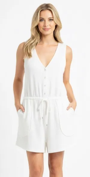 Boho romper size medium white thumbnail 1