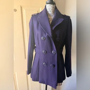 Worthington Double-Breasted Purple Pea Coat thumbnail 5