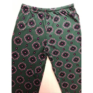 Room Service Pajama Set Women Small Green Pink Geometric Long Sleeve‎ thumbnail 14