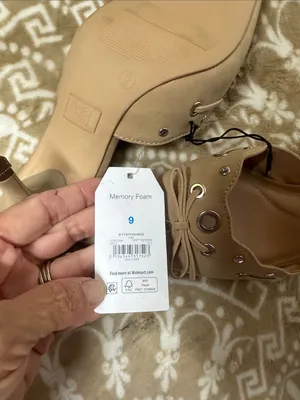Time and Tru Pointed Mule Slides in Taupe with Silver Eyelet Accents thumbnail 6