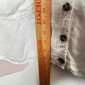 Zara Button Up Shirt Women's‎ Large White Linen Cropped Relaxed Fit Coastal Boho thumbnail 5