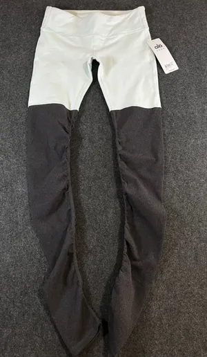 Alo Yoga Goddess Leggings Mint Stormy Heather Ribbed Colorblock W5386R Large NWT thumbnail 1