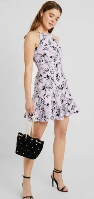 Keepsake x Revolvr Cherished Floral Mini Dress in Lilac Floral New Size Small thumbnail 1