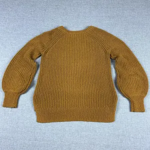 Madewell Sweater Womens XXS Yellow 100% Cotton Crew Neck Chunky-Knit‎ Pullover thumbnail 6