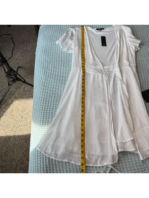 NWT Lulus Harbor Point Wrap Dress Womens Medium White Bridal Shower Bachelorette thumbnail 10