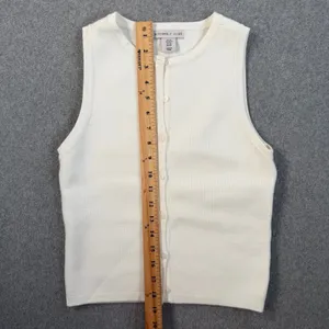Sincerely Jules Rib Knit Button Front Tank Top Women's XS Ivory Sleeveless thumbnail 3