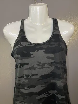 Lululemon Tank Top Womens Medium Gray Camo Racerback Relaxed Fit Yoga Athletic thumbnail 1
