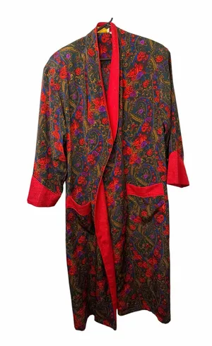 Vintage Victoria's Secret Kimono Robe Gold Label Red Floral 90s Lingerie thumbnail 1