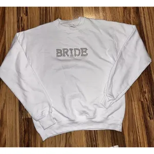 Hanes Bride Crewneck Sweatshirt Women's Sz S Small Pearls‎ Rhinestones Wedding thumbnail 1