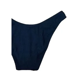 NWT J. Crew Textured Curved Waist Cheeky Bikini Bottom High Cut Leg M Navy Blue thumbnail 7