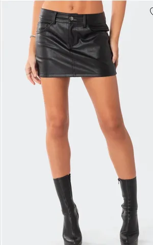Edikted Skirt Mini Black Leather Faux thumbnail 3