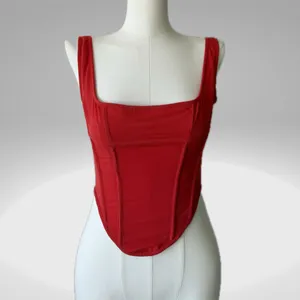 House of CB 'Edetta' Scarlet Mesh Corset Vibrant Red Top thumbnail 9