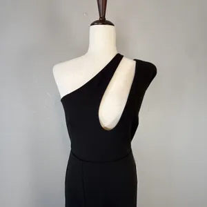 Alamour‎ Marta One Shoulder Maxi Dress Size M Cutout Gown Black Ponte High Slit thumbnail 3
